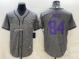 Wholesale Cheap Men's Minnesota Vikings #84 Randy Moss Grey Gridiron With Patch Cool Base Stitched Baseball Jersey