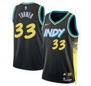 Cheap Men's Indiana Pacers #33 Myles Turner Black 2023-24 City Edition Stitched Basketball Jersey