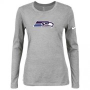 Wholesale Cheap Women's Nike Seattle Seahawks Of The City Long Sleeve Tri-Blend NFL T-Shirt Light Grey