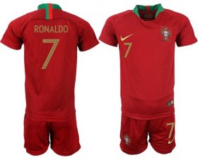 Wholesale Cheap Portugal #7 Ronaldo Home Kid Soccer Country Jersey