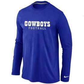 Wholesale Cheap Nike Dallas Cowboys Authentic Font Long Sleeve T-Shirt Blue