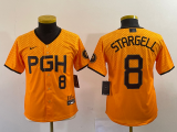 Wholesale Cheap Youth Pittsburgh Pirates #8 Willie Stargell Number Yellow 2023 City Connect Stitched Jersey2