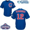Wholesale Cheap Cubs #12 Kyle Schwarber Blue Alternate 2016 World Series Champions Stitched Youth MLB Jersey
