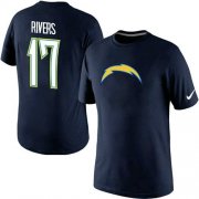 Wholesale Cheap Nike Los Angeles Chargers #17 Philip Rivers Name & Number NFL T-Shirt Navy Blue