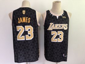 Wholesale Cheap Men\'s Los Angeles Lakers #23 LeBron James Black Panther Limiter Stitched NBA Jersey