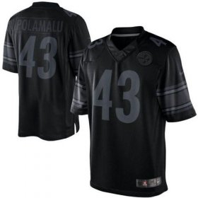 Wholesale Cheap Nike Steelers #43 Troy Polamalu Black Men\'s Stitched NFL Drenched Limited Jersey
