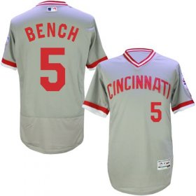 Wholesale Cheap Reds #5 Johnny Bench Grey Flexbase Authentic Collection Cooperstown Stitched MLB Jersey