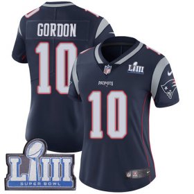 Wholesale Cheap Nike Patriots #10 Josh Gordon Navy Blue Team Color Super Bowl LIII Bound Women\'s Stitched NFL Vapor Untouchable Limited Jersey
