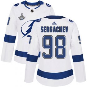 Cheap Adidas Lightning #98 Mikhail Sergachev White Road Authentic Women\'s 2020 Stanley Cup Champions Stitched NHL Jersey
