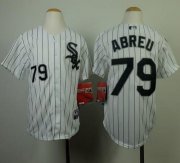 Wholesale Cheap White Sox #79 Jose Abreu White(Black Strip) Cool Base Stitched Youth MLB Jersey