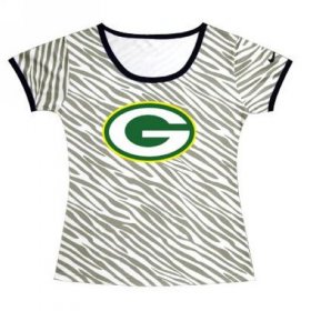 Wholesale Cheap Women\'s Green Bay Packers Sideline Legend Authentic Logo Zebra Stripes T-Shirt