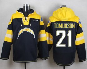Wholesale Cheap Nike Chargers #21 LaDainian Tomlinson Navy Blue Player Pullover NFL Hoodie