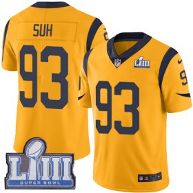Wholesale Cheap Nike Rams #93 Ndamukong Suh Gold Super Bowl LIII Bound Youth Stitched NFL Limited Rush Jersey