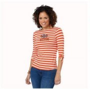 Wholesale Cheap Cleveland Browns Lady Striped Boatneck Three-Quarter Sleeve T-Shirt