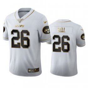 Wholesale Cheap New York Jets #26 Le\'Veon Bell Men\'s Nike White Golden Edition Vapor Limited NFL 100 Jersey