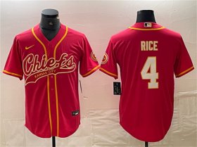 Cheap Men\'s Kansas City Chiefs #4 Rashee Rice Red Cool Base Stitched Baseball Jerseys