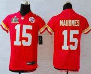 Wholesale Cheap Youth Kansas City Chiefs #15 Patrick Mahomes Red 2021 Super Bowl LV Vapor Untouchable Stitched Nike Limited NFL Jersey