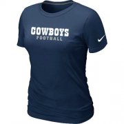 Wholesale Cheap Women's Nike Dallas Cowboys Sideline Legend Authentic Font T-Shirt D.Blue