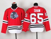 Wholesale Cheap Blackhawks #65 Andrew Shaw Red(White Skull) Stitched Youth NHL Jersey