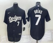 Wholesale Cheap Men's Los Angeles Dodgers #7 Julio Urias Number Black Turn Back The Clock Stitched Cool Base Jersey