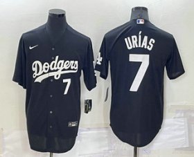 Wholesale Cheap Men\'s Los Angeles Dodgers #7 Julio Urias Number Black Turn Back The Clock Stitched Cool Base Jersey