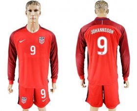 Wholesale Cheap USA #9 Johannsson Away Long Sleeves Soccer Country Jersey