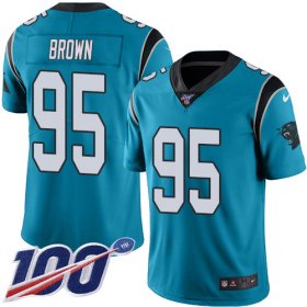Wholesale Cheap Nike Panthers #95 Derrick Brown Blue Alternate Youth Stitched NFL 100th Season Vapor Untouchable Limited Jersey