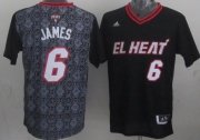 Wholesale Cheap Miami Heat #6 LeBron James Revolution 30 Swingman 2014 Noche Latina Black Jersey