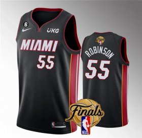 Wholesale Cheap Men\'s Miami Heat #55 Duncan Robinson Black 2023 Finals Icon Edition With NO.6 Patch Stitched Basketball Jersey