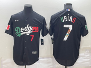 Wholesale Cheap Men's Los Angeles Dodgers #7 Julio Urias Black Mexico Number 2020 World Series Cool Base Nike Jersey