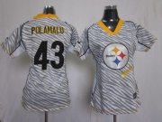 Wholesale Cheap Nike Steelers #43 Troy Polamalu Zebra Women's Stitched NFL Elite Jersey