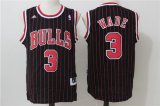 Wholesale Cheap Men's Chicago Bulls #3 Dwyane Wade Black Pinstripe Revolution 30 Swingman Adidas Basketball Jersey