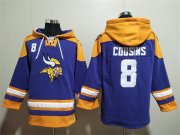Wholesale Cheap Men's Minnesota Vikings #8 Kirk Cousins Purple Yellow Ageless Must-Have Lace-Up Pullover Hoodie