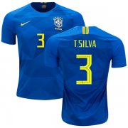 Wholesale Cheap Brazil #3 T.Silva Away Kid Soccer Country Jersey
