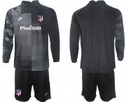 Wholesale Cheap Men 2021-2022 Club Atletico Madrid black goalkeeper Long Sleeve blank Soccer Jersey