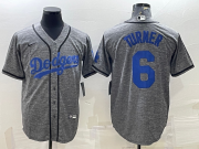 Wholesale Cheap Men's Los Angeles Dodgers #6 Trea Turner Grey Gridiron Cool Base Stitched Baseball Jersey