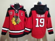 Wholesale Cheap Men's Chicago Blackhawks #19 Jonathan Toews NEW Red Stitched Hoodie