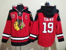 Wholesale Cheap Men\'s Chicago Blackhawks #19 Jonathan Toews NEW Red Stitched Hoodie