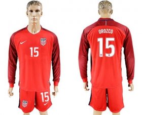 Wholesale Cheap USA #15 Orozco Away Long Sleeves Soccer Country Jersey