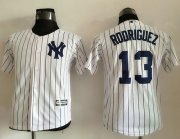 Wholesale Cheap Yankees #13 Alex Rodriguez White Name Back Stitched Youth MLB Jersey