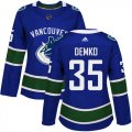 Wholesale Cheap Adidas Canucks #35 Thatcher Demko Blue Home Authentic Women's Stitched NHL Jersey