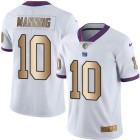 Wholesale Cheap Nike Giants #10 Eli Manning White Men\'s Stitched NFL Limited Gold Rush Jersey