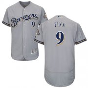 Wholesale Cheap Brewers #9 Manny Pina Grey Flexbase Authentic Collection Stitched MLB Jersey