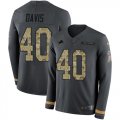 Wholesale Cheap Nike Lions #40 Jarrad Davis Anthracite Salute to Service Youth Stitched NFL Limited Therma Long Sleeve Jersey