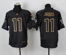 Wholesale Cheap Nike Falcons #11 Julio Jones Black Gold No. Fashion Men\'s Stitched NFL Elite Jersey