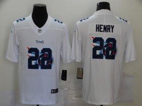 Wholesale Cheap Men\'s Tennessee Titans #22 Derrick Henry White 2020 Shadow Logo Vapor Untouchable Stitched NFL Nike Limited Jersey