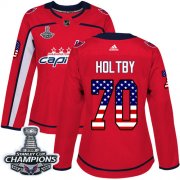 Wholesale Cheap Adidas Capitals #70 Braden Holtby Red Home Authentic USA Flag Stanley Cup Final Champions Women's Stitched NHL Jersey