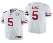 Wholesale Cheap Men's San Francisco 49ers #5 Trey Lance White 2021 75th Anniversary Vapor Untouchable Limited Stitched NFL Jersey