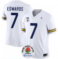 Cheap Men's Michigan Wolverines #7 Donovan Edwards 2023 F.U.S.E. White Rose Bowl Patch Stitched Jersey