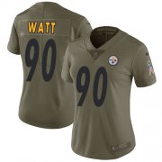 Wholesale Cheap Nike Steelers #90 T. J. Watt Olive Women's Stitched NFL Limited 2017 Salute to Service Jersey